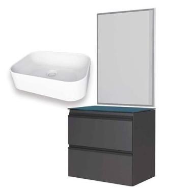 Imagem de Conjunto Para Banheiro Aço Gaia 60 Com Espelho e Cuba Luna Cozimax Pre
