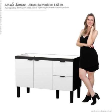 Imagem de Gabinete Madeira Para Pia de 120 Colibri Cozimax Preto/Branco