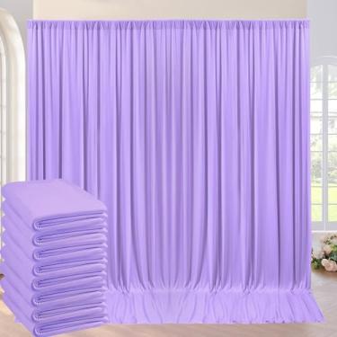Imagem de Cortina de fundo lavanda sem rugas de 10 m × 3 m para festa, casamento, casamento, 8 painéis, cortinas de poliéster lilás roxo lilás para decoração de aniversário e batismo, fotografia, decoração de casa