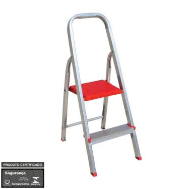 Imagem de Escada Doméstica Dobrável 2 Degraus em Alumínio Botafogo
