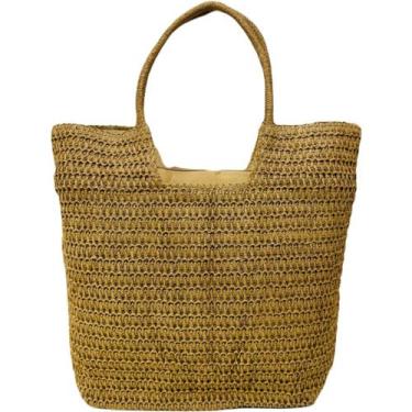 Imagem de Bolsa de Palha Feminina Marrom Praia Viagem Passeios Reforçada - Lis