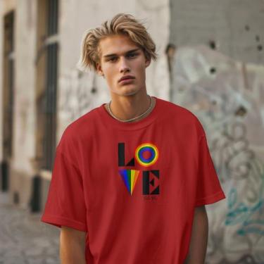 Imagem de Camiseta Casual Masculina Polo Blu Love em Algodão do P ao G1, Vermelh