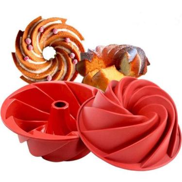 Imagem de Kit 3 Forma De Silicone Assadeira Para Bolo Pudim Mousse Torta Forno -