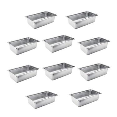 Imagem de 10 Cubas Gn Gastronômica 1/1x150 Inox Sem Tampa Buffet - AZ135