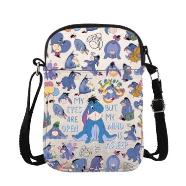 Imagem de Bolsa tiracolo com citação de burro WDW Cartoon Character Messenger Bag Donkey Lover Gift My Eyes Are Open But My Mind Is Aslee Gift, Eyesopencrosss