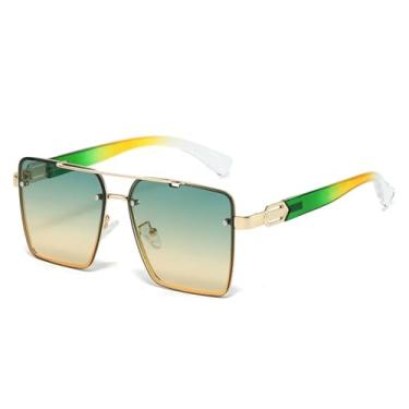 Imagem de JRLLFD Óculos de sol quadrados de feixe duplo casual masculino e feminino com proteção UV400 e proteção solar, 2, tamanho único