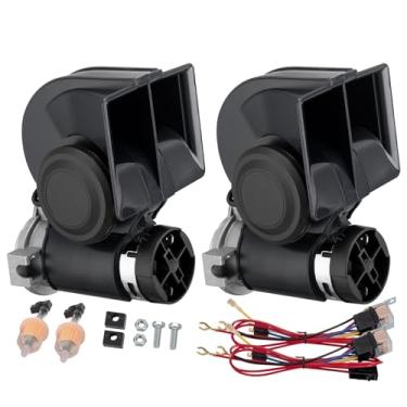 Imagem de AOLIHAN Pacote com 2 buzinas de carro, buzinas de trem para caminhão, buzina de trem super alta para carro, buzinas de caracol impermeáveis para motocicletas, carros, caminhões, trens e navios