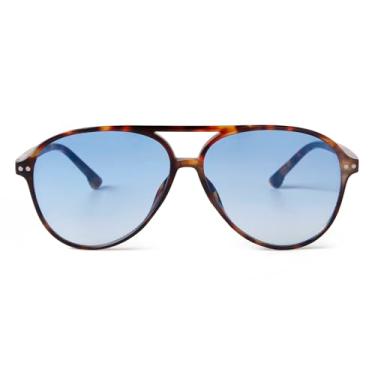 Imagem de SDINM Óculos de sol aviador azul moderno para mulheres e homens designer hexágono quadrado armação grossa óculos de sol cortinas de tartaruga, S2 carapaça de tartaruga lente azul, Large