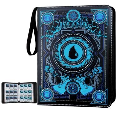 Imagem de MTGPRO Pasta de cartões colecionáveis, pasta de cartões de 9 bolsos com mangas 720 álbum de cartões de colecionador premium de bolso dupla face, pasta de coleção de cartões para mtg, tcg, yu