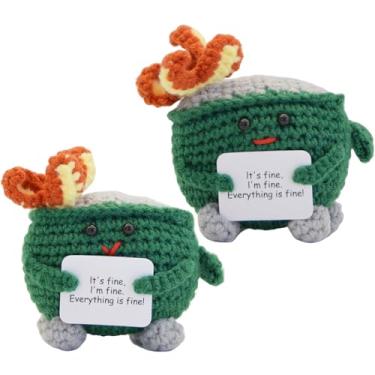 Imagem de JoyChoi Ornamento de fogo de lixo de apoio emocional – Pelúcia pequena feita à mão, presente inspirador fofo e engraçado para aniversários, Natal, formatura, decoração de mesa de escritório para