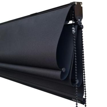 Imagem de Cortina Persiana Romana Blackout Preta - Acabamento Preto (SOB MEDIDA) (1,40(lar) x 1,40(alt))