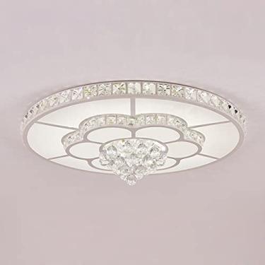 Imagem de Sala de estar LED teto luz regulável cristal painel de vidro lâmpada 50cm moderno decorativo cristal lâmpada flor design com controle remoto luz teto redondo para quarto escritório sala jant