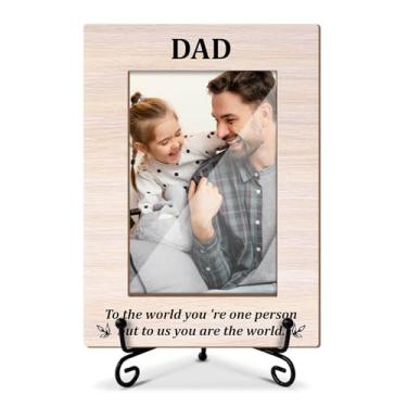 Imagem de Molduras de madeira rústica para papai – To Us You Are The World, presentes fotográficos para aniversário do dia dos pais, exibição de mesa, porta-fotos, 10 x 15 cm, decorações de mesa de escritório