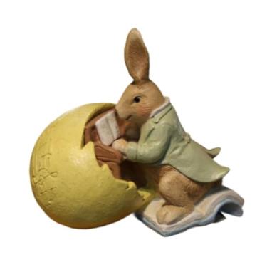 Imagem de Ｂｅｓｇａ Easter Bunny Estátua de Páscoa Resina Artesanato Artesanato Escultura de Animais Ornamento de Mesa para O Gabinete Estante de Estante de Estante de Es, Toque piano, Tamanho real