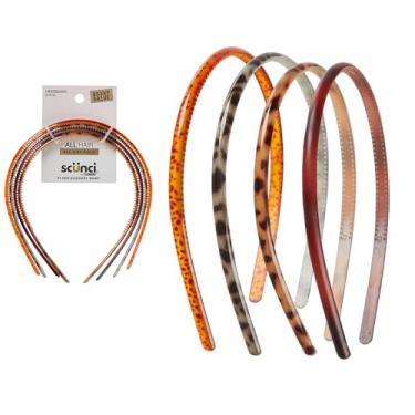 Imagem de CONAIR Faixa de cabeça skinny Scunci Effortless Beauty – faixas de plástico para mulheres e homens – acessórios de cabelo para mulheres – Tartaruga sortida – 4 unidades