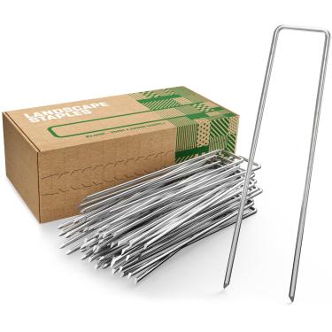 Imagem de GardenGloss® Grampos de paisagem galvanizados feitos de aço antiferrugem (200 peças) - Grampos de jardim para explosões, tecido de paisagem e decoração - Pinos de paisagem de 15 cm de comprimento, 2