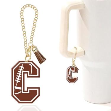 Imagem de Berloques com letra A-Z para garrafa de água Stanley Copo de 1,134 g, acessórios personalizados para copos Stanley, Football, Acrílico