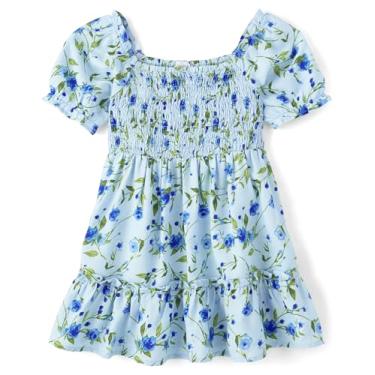 Imagem de The Children's Place Vestido elegante de manga curta para bebês meninas, Whirlwind azul floral, 12-18 Meses