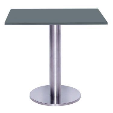 Imagem de Mesa Beta Big Inox 75 Cm (alt) Disco Redondo Tampo Mdp Quadrado 70 Cm (larg) X 2,50 Cm (alt) Grafito