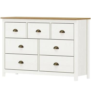 Imagem de Comoda 7 Gavetas Madeira Maciça 125 Cm 9174 Branco Freijo Milani Store