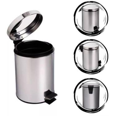Imagem de Lixeira Inox Banheiro 5 Litros Cozinha Cesto Com Pedal Tampa - Tesla S