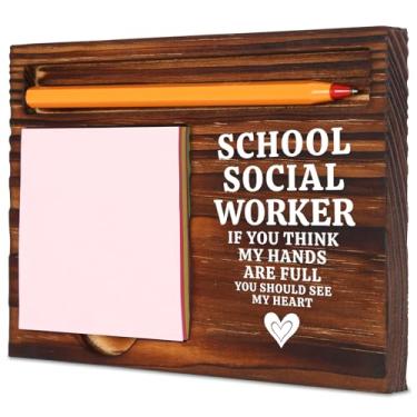 Imagem de Thank You School Social Worker Gift, If You Think My Hands are Full Inspirational Decor Gift for School Social Workers, Apreciation Retirement Birthday New Job, Self-Stick Note Pad Holder XBT17