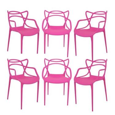 Imagem de Kit 6 Cadeira Allegra Empilhável Rosa Área Externa Pousada Hotel Lobby