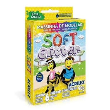Imagem de Massa Para Modelar Soft Glitter Com 6 Cores 90g Acrilex
