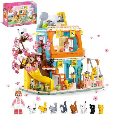 Imagem de Conjunto de construção Cat House com 8 gatos e bonecas compatíveis com Lego Friends