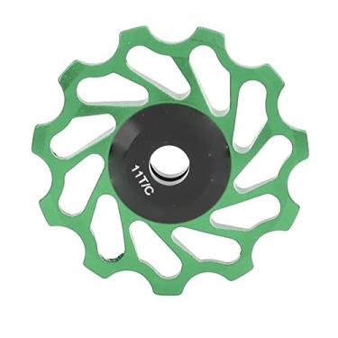 Imagem de Qanyegn Risco de bicicleta de montanha traseira polia do desviador, roda de tensão do rolo da roda traseira 11T com rolamento, 11 dentes de dentes roda guia (Verde)