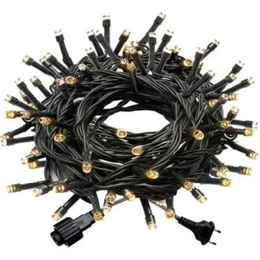Imagem de 10 Metros Luz Led Pisca Cordão 100 Lâmpadas Fio Preto - Gruposhopmix