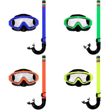 Imagem de Kit Snorkel Caribe Máscara Vedação Ocular Ajustável Iniciante Lentes Cristalinas Bel