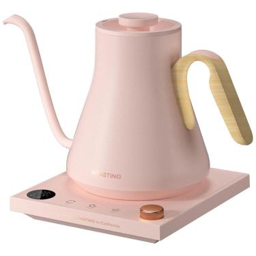 Imagem de Chaleira Elétrica INTASTING Gooseneck, Controle de Temperatura, Design em Aço Inoxidável, Aquecimento Rápido, 0,9L - Rosa. Ideal para Café,