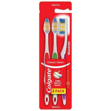 Imagem de Escova De Dente Macia Colgate Classic Clean Com 3 Unidades