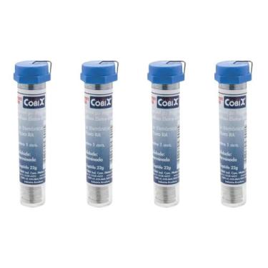 Imagem de 4 Tubos Fio Estanho P/ Solda C/ Fluxo Ra 22g 1,00mm Cobix