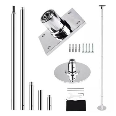 Imagem de CUTPOIY Mastro de dança permanente resistente montado no teto 2,24-4 m, kit de mastro de dança fitness sala de estar quarto, vara de decapagem de competição de 45 mm, 6 cores (prata-400 cm (13,1 pés))