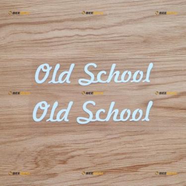 Imagem de Adesivo Old School Lettering Vinil Retrô Clássico Engraçado - Pacote com 2 Branco 12,7 cm - Para Carro Barco Laptop Copo Sem Fundo Cortado