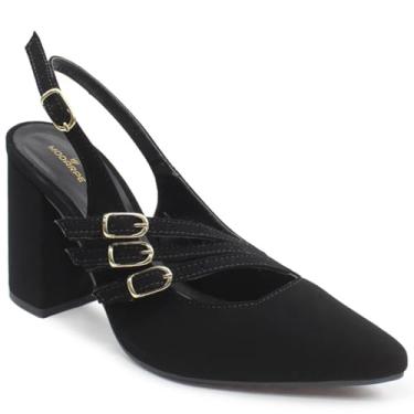 Imagem de Scarpin Modarpe Salto Grosso tiras Confortável S14 (Preto, BR, Adulto, Numérico, 35)