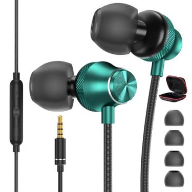 Imagem de Fones de ouvido com fio com microfone, conector de 3,5 mm para iPhone, iPad, iPod, computador, fones de ouvido com cancelamento de ruído com fio, controle remoto para laptops, PC, MP3/4, interruptor