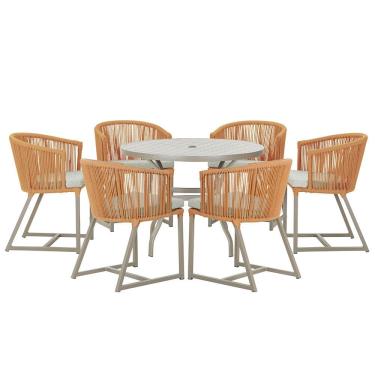 Imagem de Mesa com 6 Cadeiras de Jantar Roma 120cm e Noronha em Alumínio