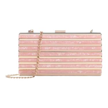 Imagem de Bolsa Clutch de Mão Tiracolo Feminina Pequena Alça Corrente Removível Transversal Estilo Luxo Festa Jantar Casamento Balada Eventos Especiais (Rosa)