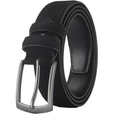 Imagem de Cinto Masculino 2pcs Cinto Cinto Masculino Camurça Tendência Retro Liga Fivela Cinto Masculino Cinto Tamanho Grande Para Jeans, Black, 115cm