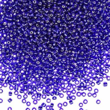 Imagem de Contas de semente azul royal 200 gramas, cerca de 6.500 peças, contas de artesanato de vidro 8/0 de 3 mm para fazer brincos, pulseiras, pingentes, joias de cintura, contas de sementes artesanais DIY