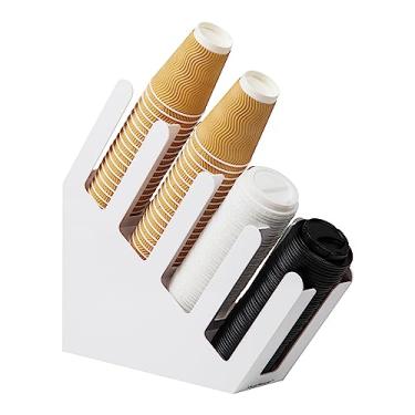 Imagem de Mind Reader Dispensador de copo e tampa, organização de bancada, café, copo de bebidas, cozinha, sala de descanso, 10 cm C x 45 cm L x 40 cm A, branco