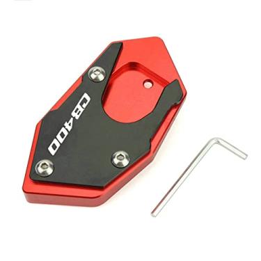 Imagem de Acc-Creativity Suporte de pé de motocicleta com ampliador lateral para placa de extensão compatível com Honda CB400 CB400SF 1998-2020 (vermelho)