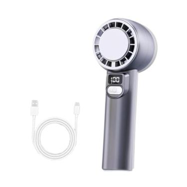 Imagem de WeiLaiKeQi Ventilador de mão portátil recarregável versátil leve moderno ventilador pessoal de refrigeração para esportes ao ar livre escritório em casa, Cinza