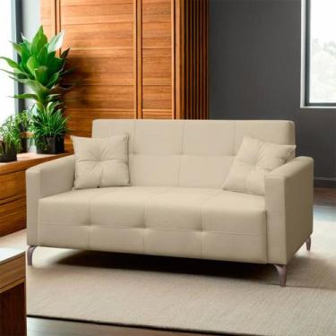 Imagem de Sofá Fixo 2 Lugares 1,60 Espanha Living Linho Pés Metal e Molas - SOFA