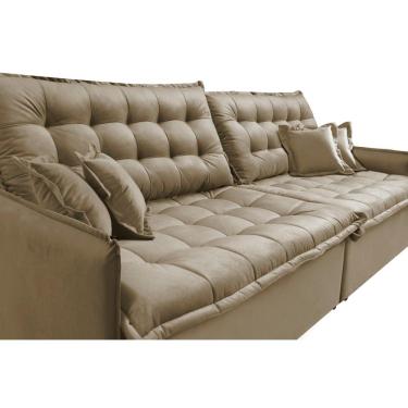 Imagem de Sofá Sem Caixa Retrátil Reclinável 2,15m Cama inBox Versátil. com Pillow Top e Molas Velusoft
