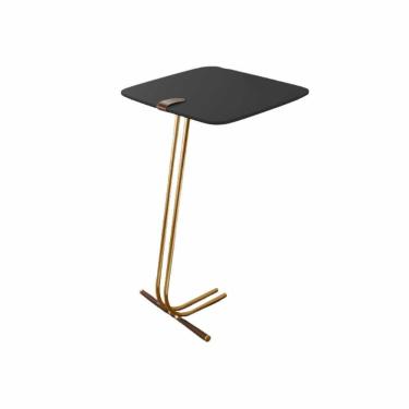 Imagem de Mesa De Apoio Bandeja Preta Base Dourada