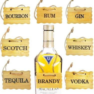 Imagem de XANADU 8 etiquetas de decantador para garrafas de bebidas e vinho – etiquetas de bebidas para uísque, vodca, rum, uísque, bourbon brandy tequila gin decantadores – acessórios elegantes de bar para